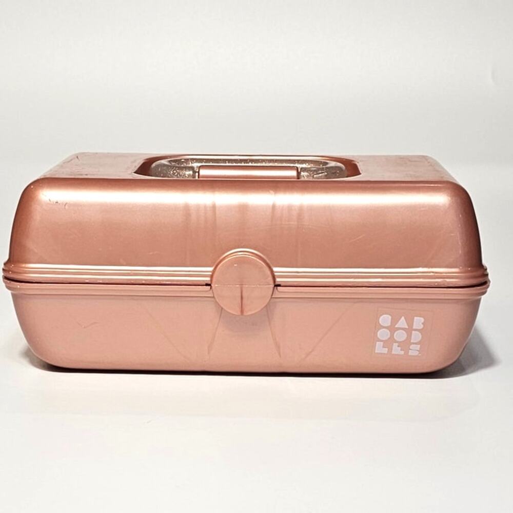 Caboodles Pretty in Petite Makeup Cosmetic Case Rose Gold Glitter Handle